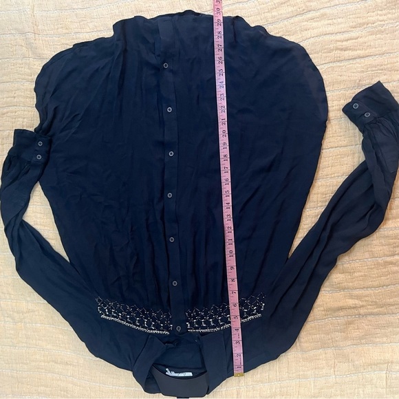 Anthropologie Floreat Beulah Beaded Button long Sleeve Tunic▪️size S Dark Gray - Picture 11 of 11